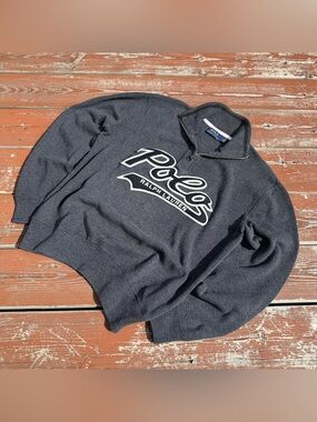 Polo Ralph Lauren Quarter Zip Logo Sweater Gray Small